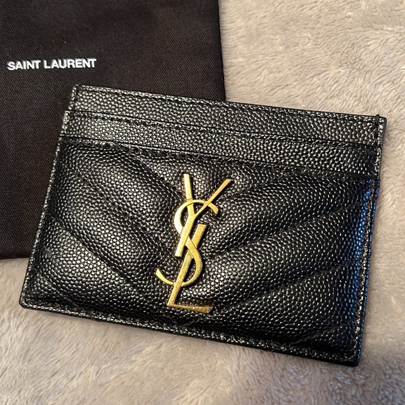 Yves Saint Laurent Accessories - SAINT LAURENT MATELASSÉ CARD CASE IN GRAIN DE POUDRE EMBOSSED LEATHER